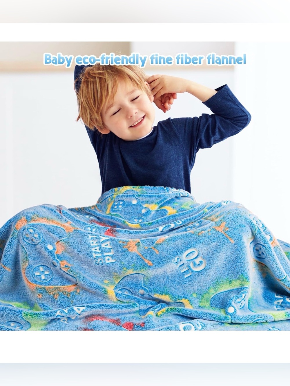 Sofft Kids Blue Patterned Flannel Throw Blanket